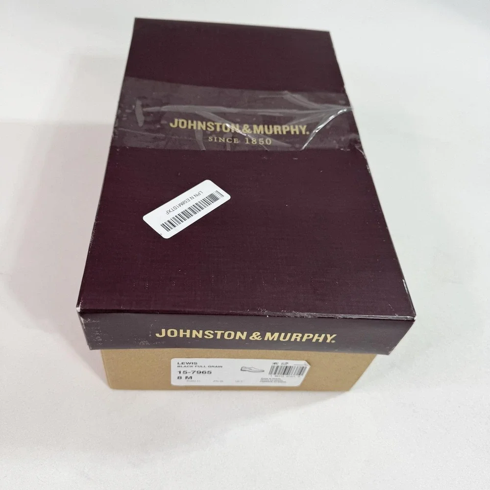 Johnston & Murphy Lewis Shoes Mens Size 8 Black Leather Slip On Dress Oxford